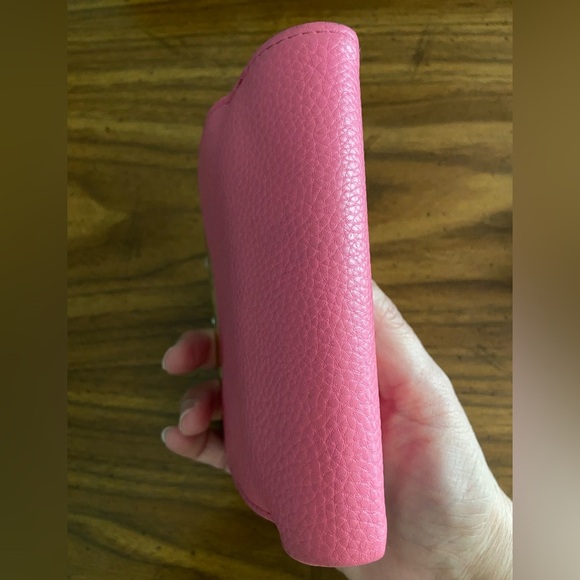 Buxton Beautiful Vegan Leather Lexington Wallet Pink Brown Tan Kisslock - Picture 10 of 11